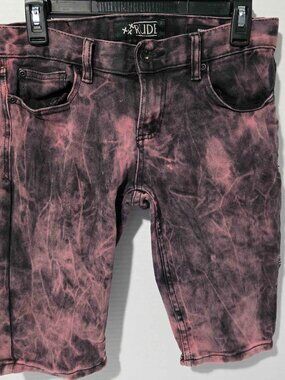 RUDE Denim Shorts Size 28 Pink Black Acid Wash Skinny Grunge Y2K